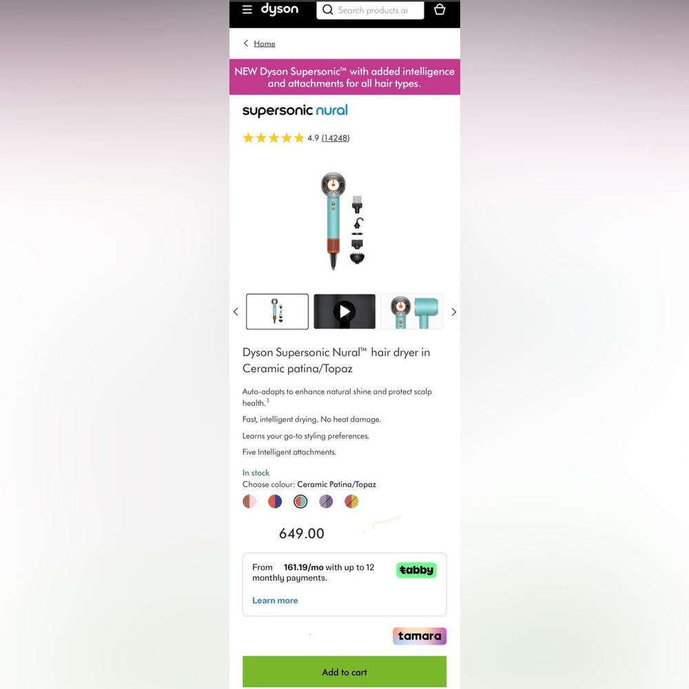 Dyson Supersonic Nural Hair Dryer - Ceramic Patina/Topaz Limited Edition